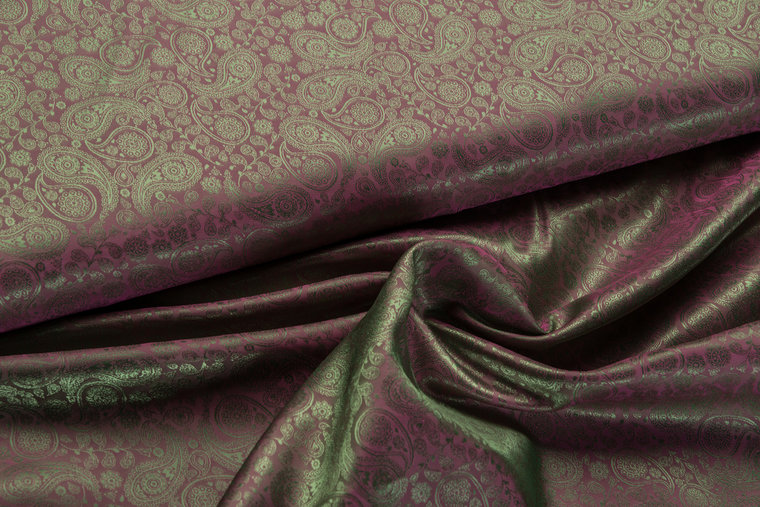 Futterstoff Jacquard small Paisley VO92 gr&uuml;n-cyclaam