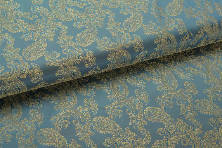 Futterstoff Jacquard Paisley VO85 blau-gold