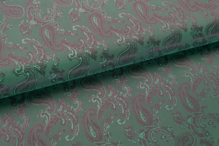 Futterstoff Jacquard Paisley VO81 gr&uuml;n-lila