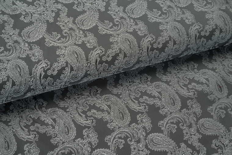 Futterstoff Jacquard Paisley VO69 dunkelgrau-silbergrau