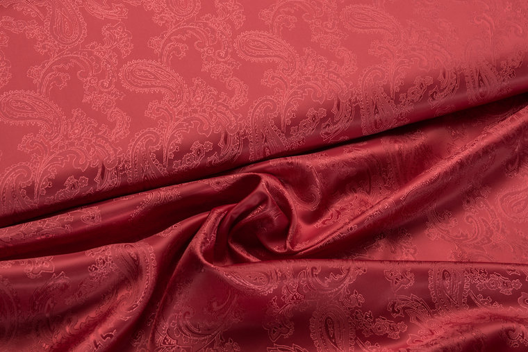 Futterstoff Jacquard Paisley VO72 dunkelrot