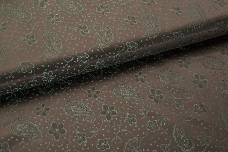 Futterstoff Jacquard Paisley Flower VO41 bronze-gr&uuml;n