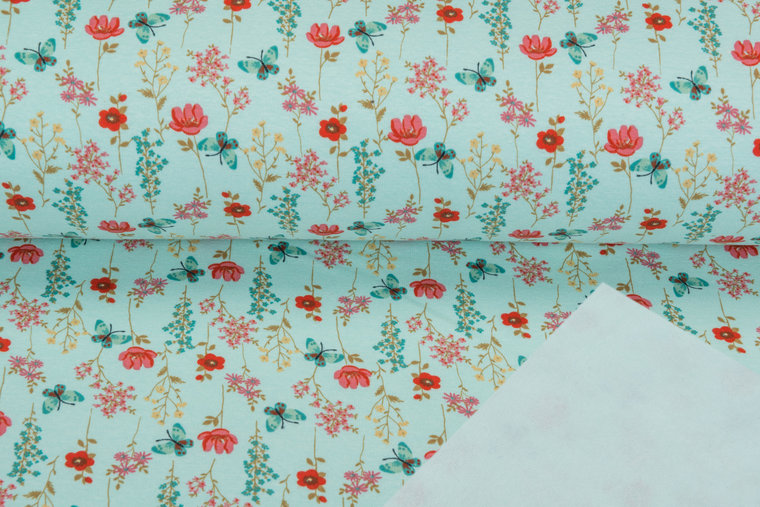 Alpenfleece bedruckt butterfly flowers NA593