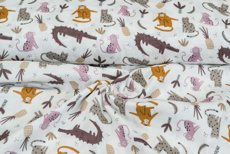 Baumwoll Musselin bedruckt glatt jungle