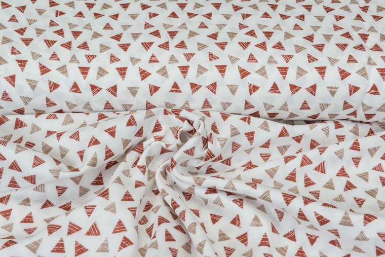 Baumwoll Musselin bedruckt glatt triangle rost-taupe