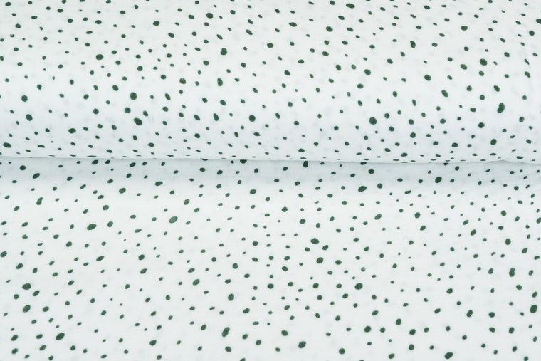 Baumwoll Musselin bedruckt Dots gr&uuml;n