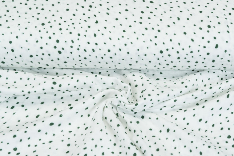 Baumwoll Musselin bedruckt Dots gr&uuml;n