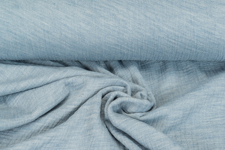 Baumwoll Musselin melange hell jeansblau