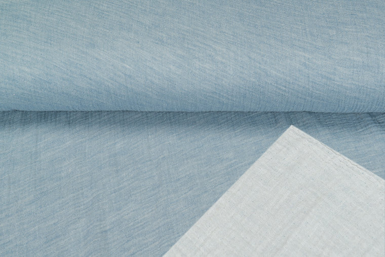 Baumwoll Musselin melange hell jeansblau