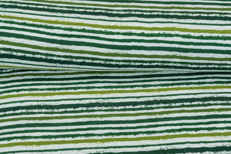 Baumwoll Musselin bedruckt smal Stripes  gr&uuml;n
