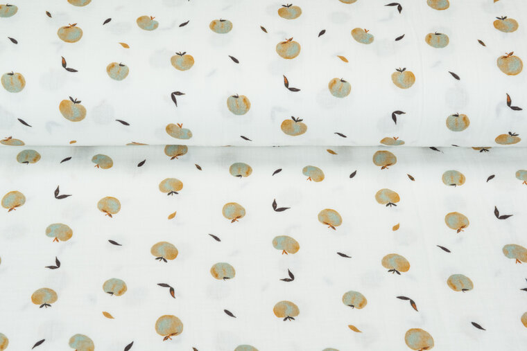 Baumwoll Musselin bedruckt apple