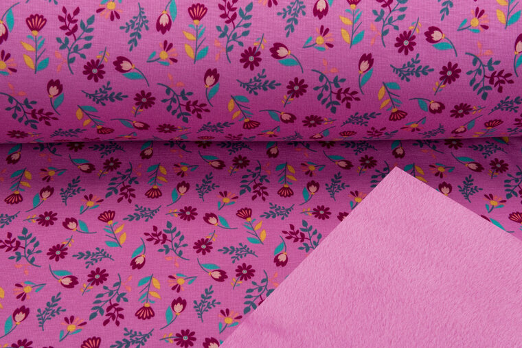 Alpenfleece bedruckt flower flieder
