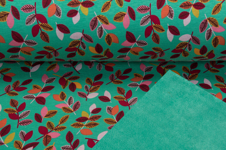 Alpenfleece bedruckt flower dunkelmint