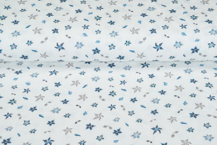 Baumwolljersey bedruckt Anise blau
