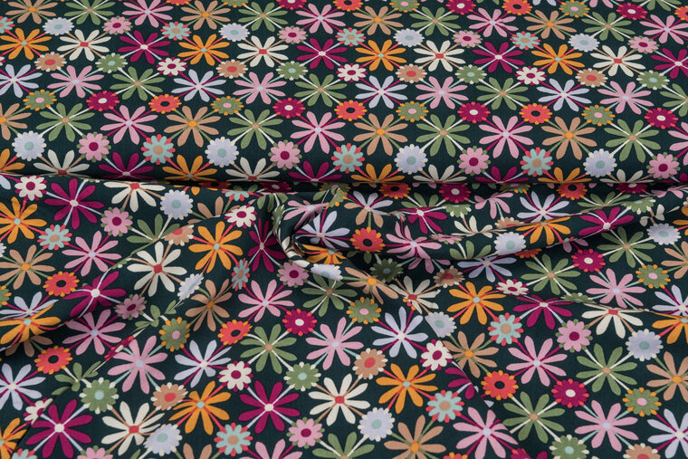 Viscose bedruckt retro flower 1