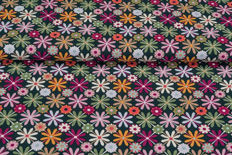 Viscose bedruckt retro flower 1