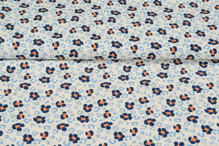 Viscose bedruckt flower blau-orange