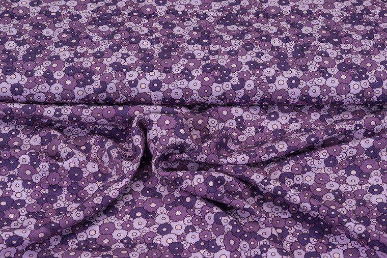 Viscose bedruckt retro violett-flieder