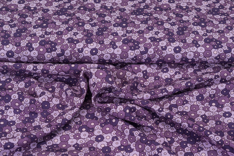 Viscose bedruckt retro violett-flieder
