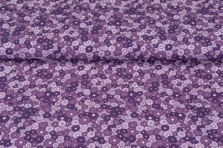 Viscose bedruckt retro violett-flieder