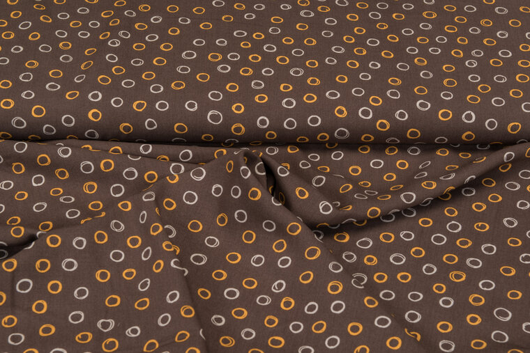 Viscose bedruckt bruin-ocker