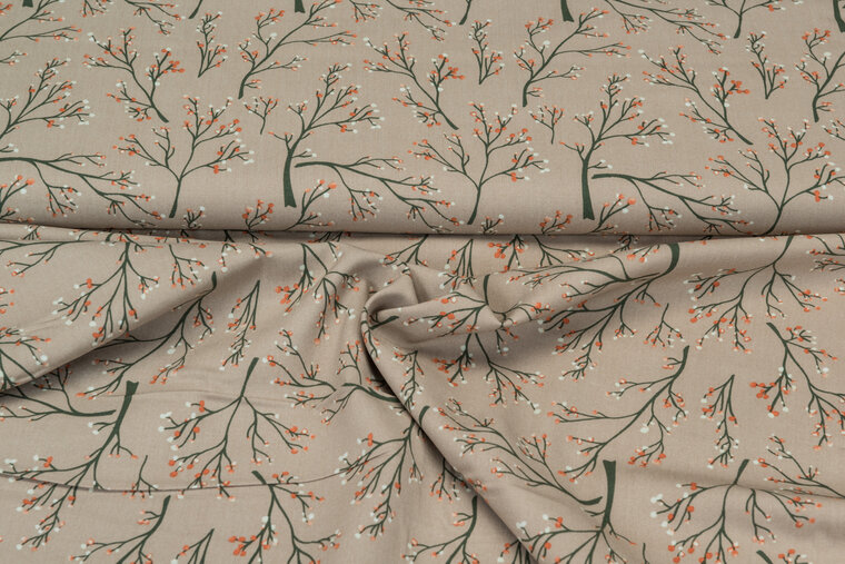 Viscose bedruckt twigs taupe
