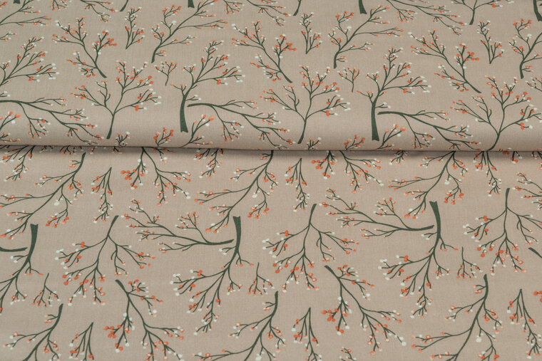 Viscose bedruckt twigs taupe