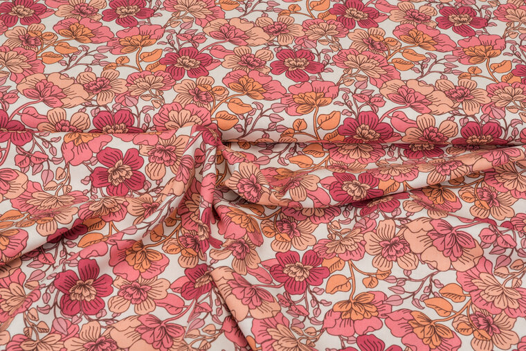 Viscose bedruckt flowers rosa