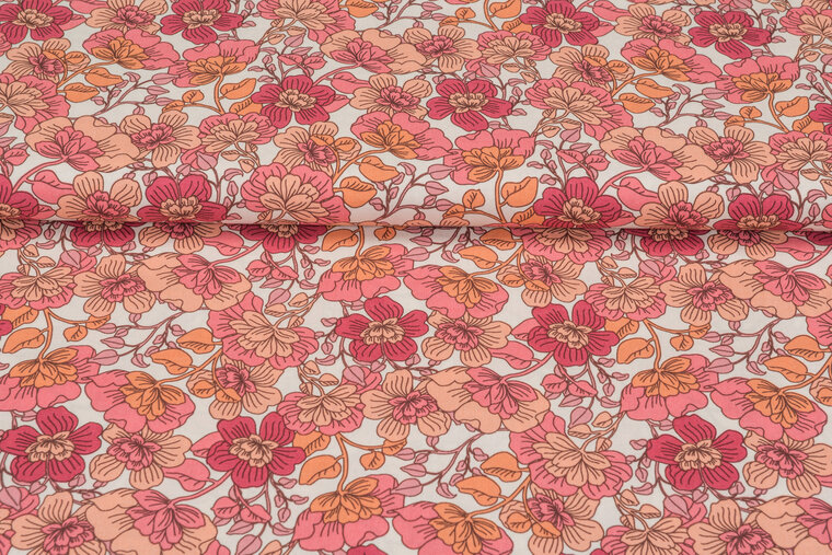 Viscose bedruckt flowers rosa