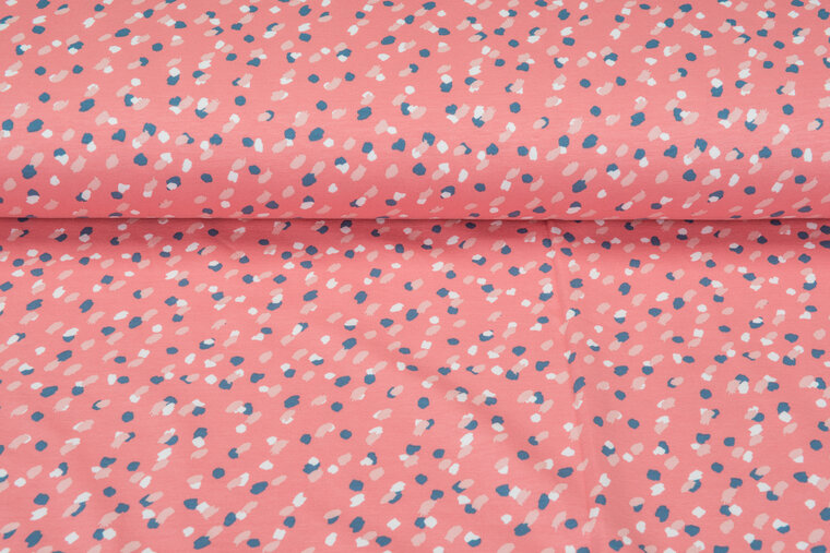 French Terry bedrukt retro rosa