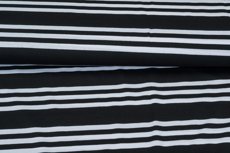 Baumwolljersey bedruckt 3-stripes schwarz-grau