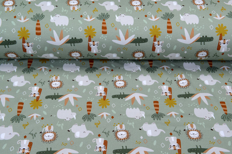 French Terry bedrukt safari mint