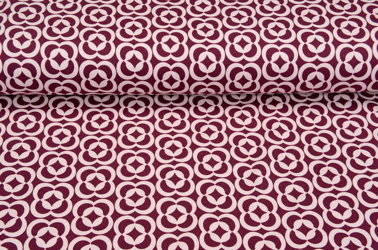 Baumwolljersey bedruckt retro flower altrosa