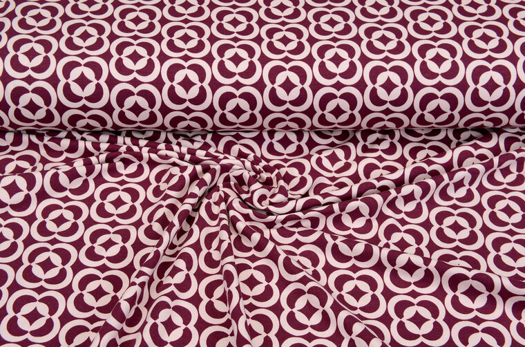 Baumwolljersey bedruckt retro flower altrosa