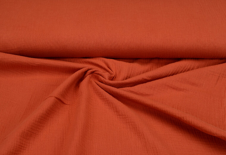 Baumwoll Musselin uni rost orange