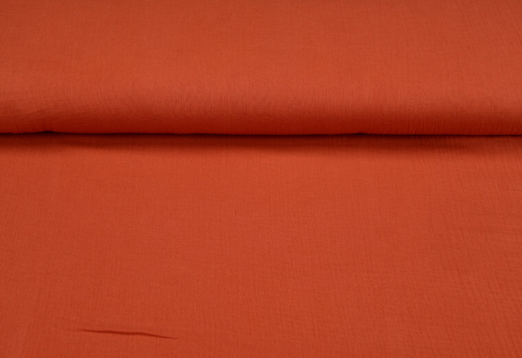 Baumwoll Musselin uni rost orange