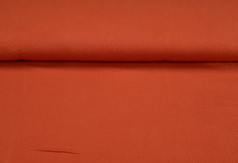 Baumwoll Musselin uni rost orange