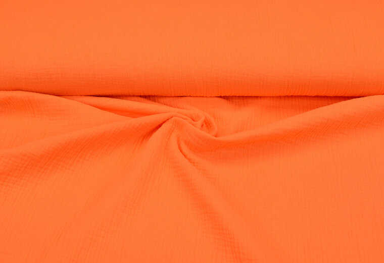 Baumwoll Musselin uni leuchtend orange