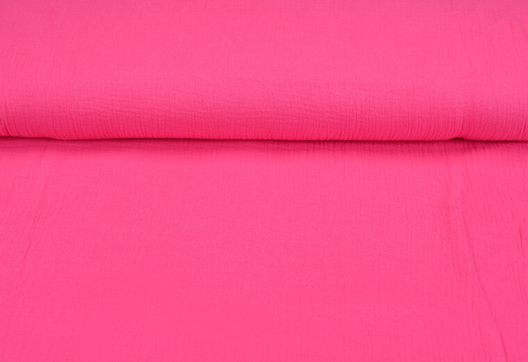 Baumwoll Musselin uni fluo pink