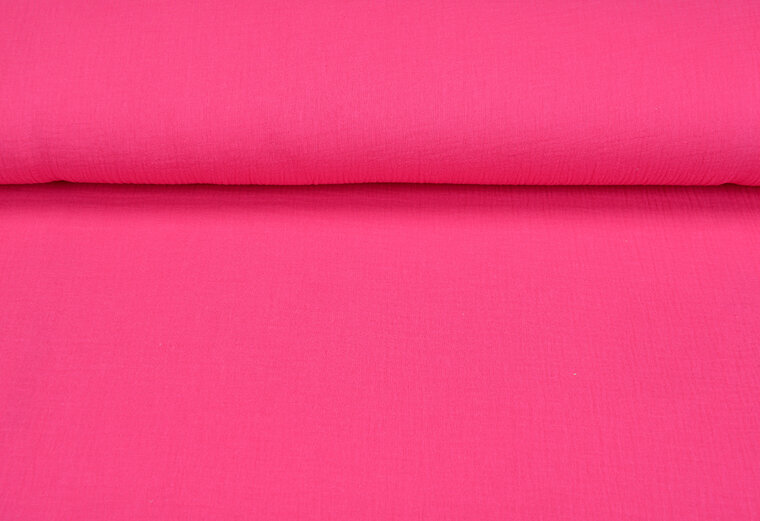 Baumwoll Musselin uni fluo pink 1