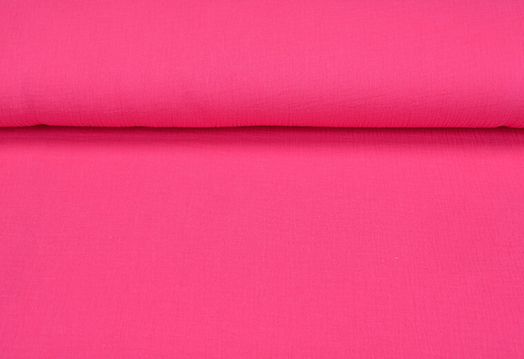 Baumwoll Musselin uni fluo pink 1