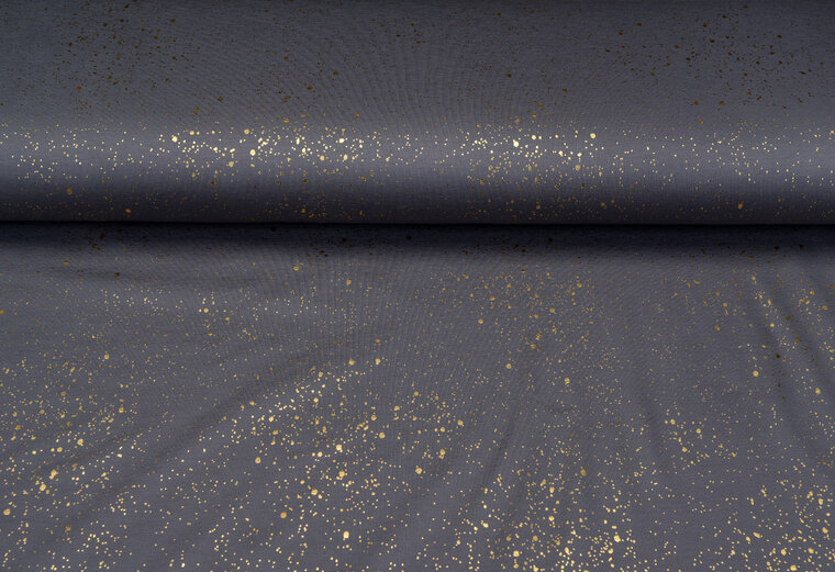 Baumwolljersey bedruckt glitter dots dunkelgrau-gold
