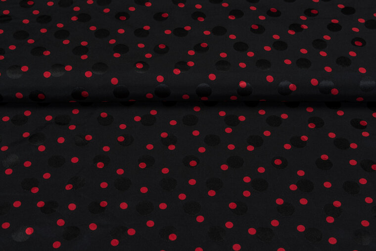 Satin bedruckt dots schwarz-rot