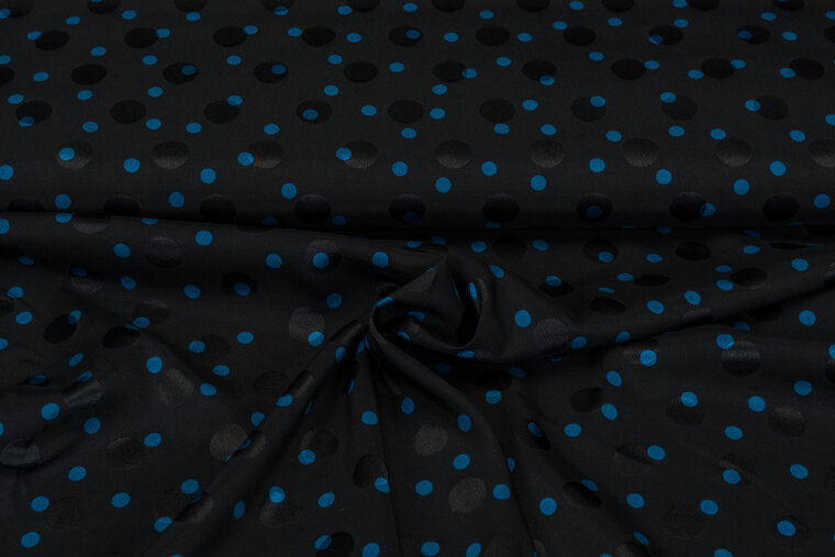 Satin bedruckt dots schwarz-blau