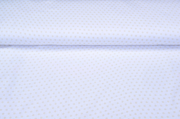 Baumwoll Musselin bedruckt flower dots weiss