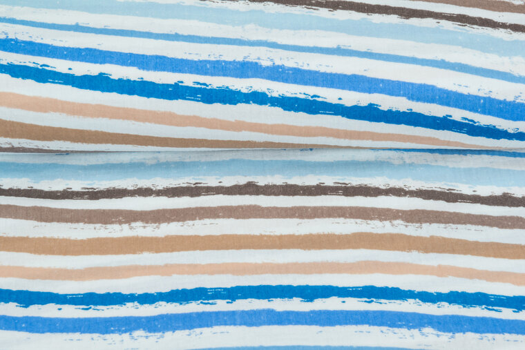 Baumwoll Musselin bedruckt big stripes blau