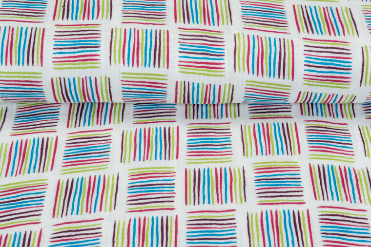 Baumwoll Musselin bedruckt Little Stripes multicolor