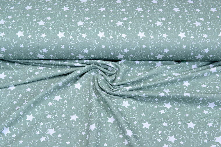 Baumwolljersey bedruckt stars mint