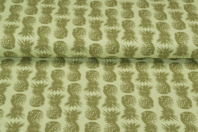Baumwolljersey bedruckt pineapple gr&uuml;n
