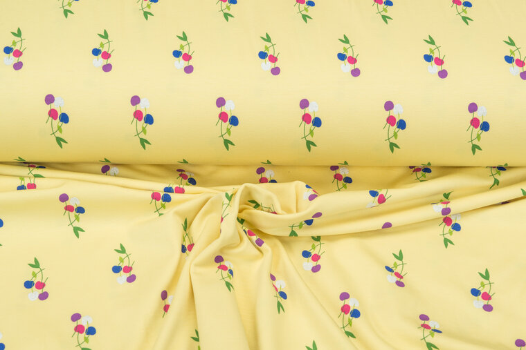 Baumwolljersey bedruckt glitzer apple gelb